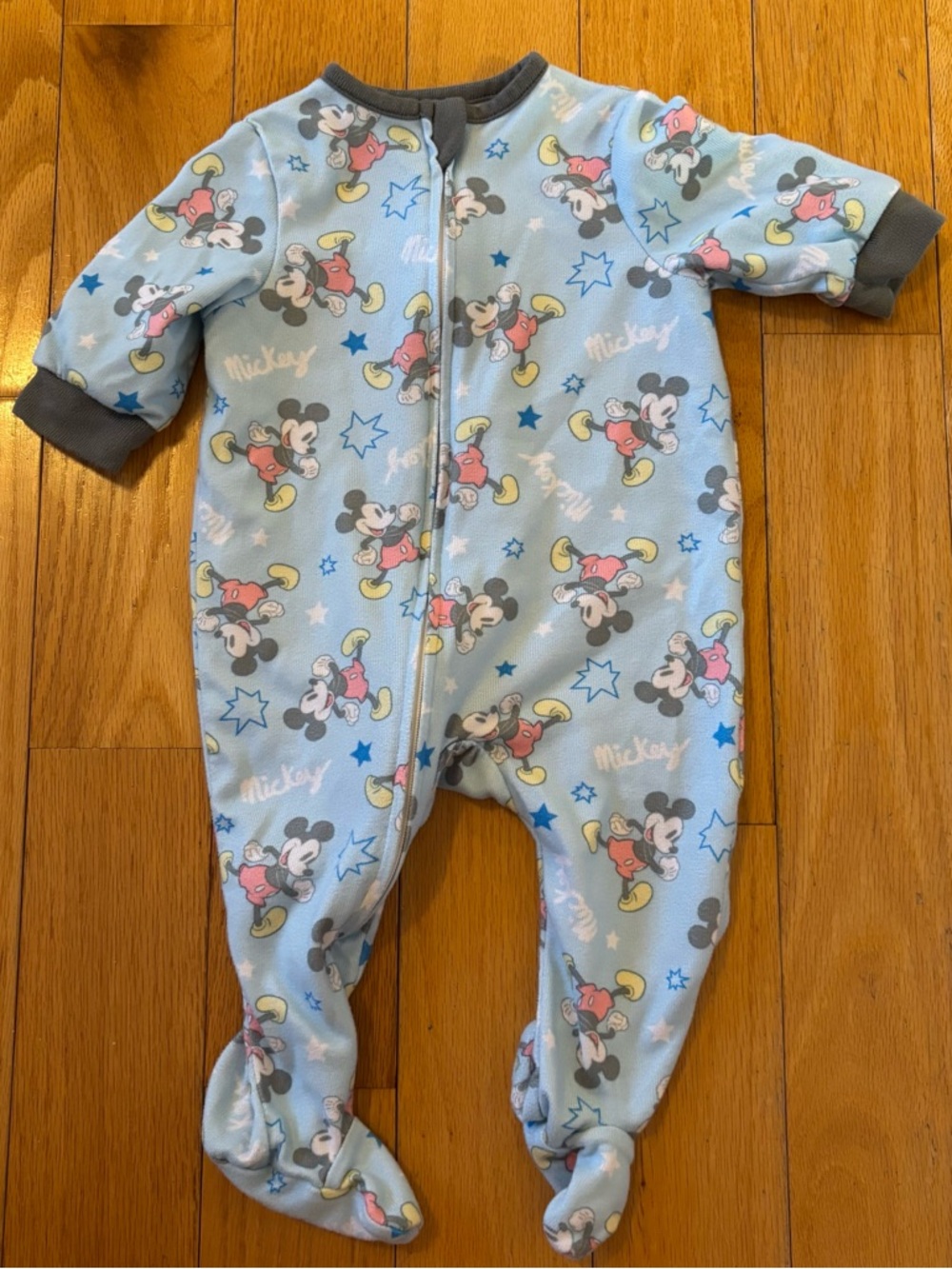 Disney Light Blue Mickey Mouse Fleece Footed pajama